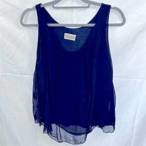 Pookie & Sebastian Italian 40% sets 60% viscosa navy blue sleeve less top S/M